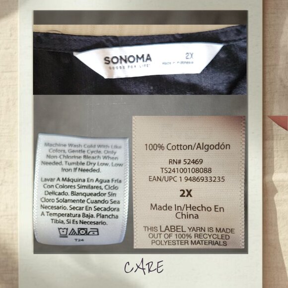 Sonoma Black Button Front Midi Dress | Size 2X - Picture 4 of 4